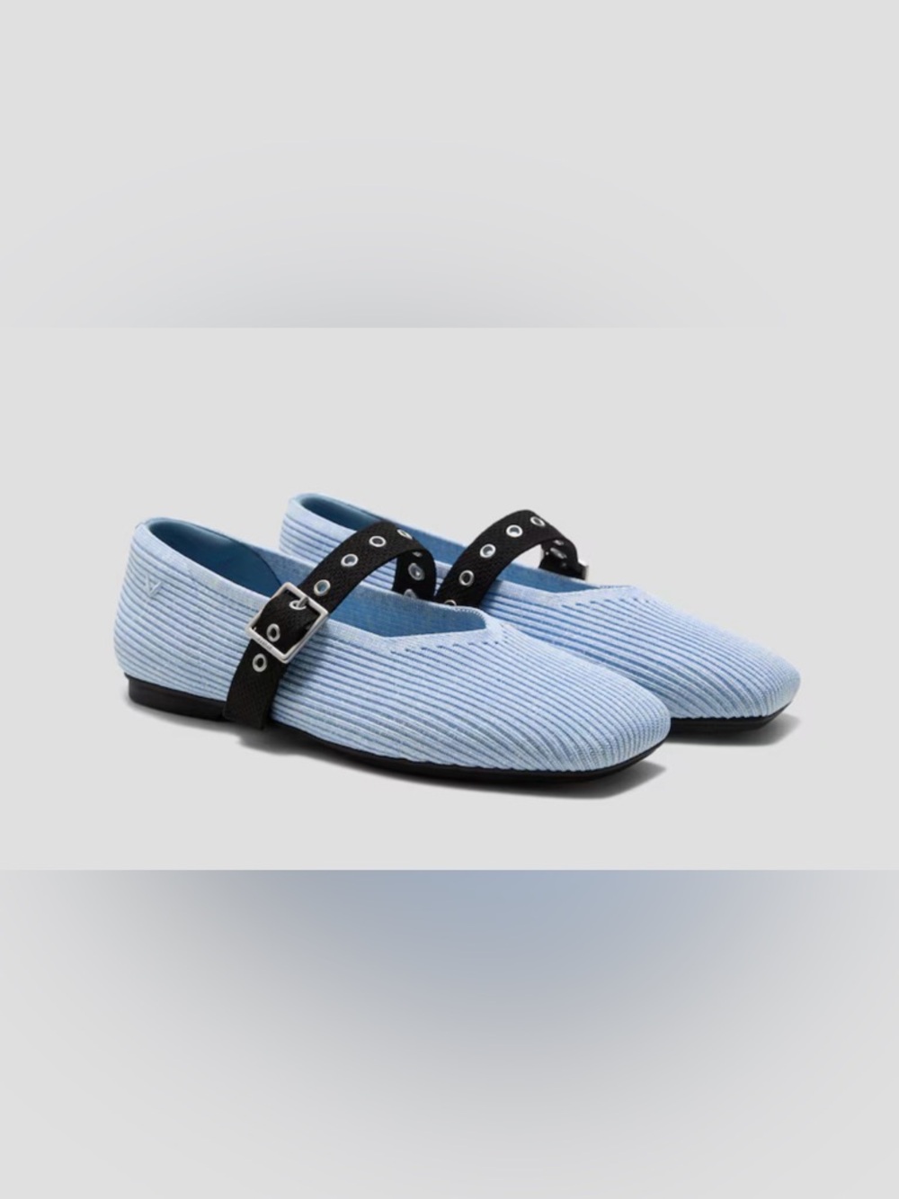 VIVAIA Square-Toe Margot Mary Jane shoes ballet flats light blue sz 37 6.5